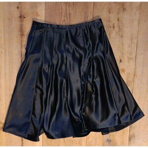 Vtg JR Nites By Carol Lin Midi Skirt Womens 10 Black Satin Full Special Occasion